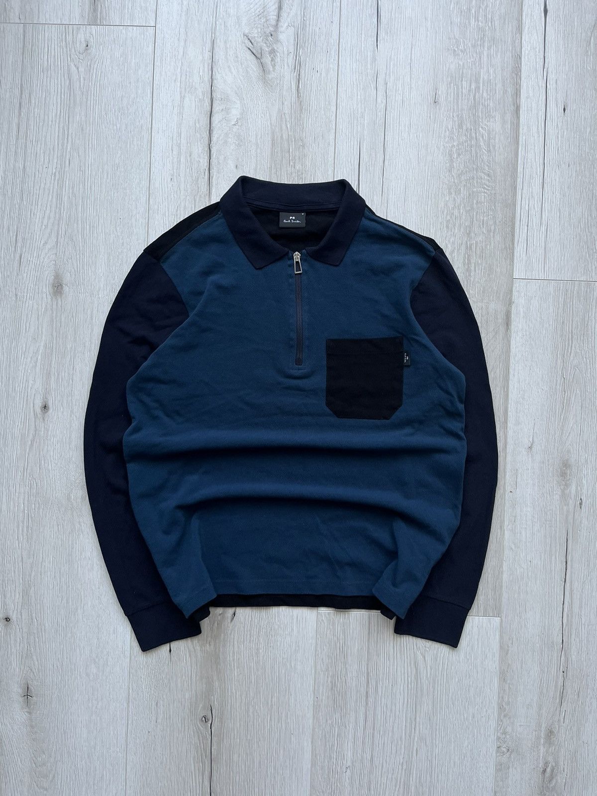 Designer × Paul Smith Paul Smith Colorblock 1/4 Quarter Zip Long Sleeve Shirt Size US M / EU 48-50 / 2 - 1 Thumbnail
