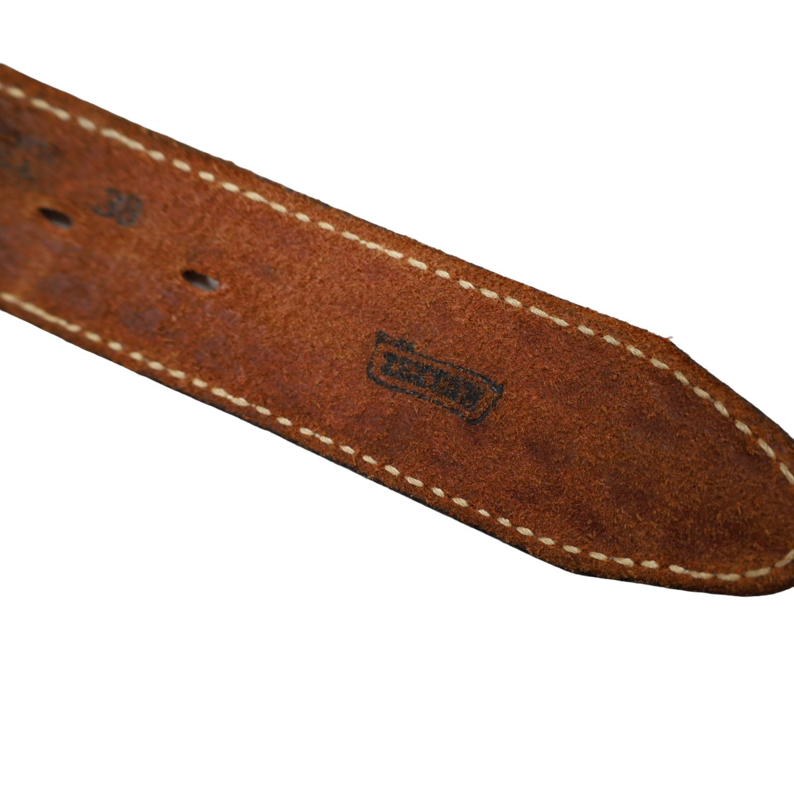 Vintage Vintage Carves Chariot Belt Buckle TexTan Woven Leather Belt Size 38 - 6 Thumbnail