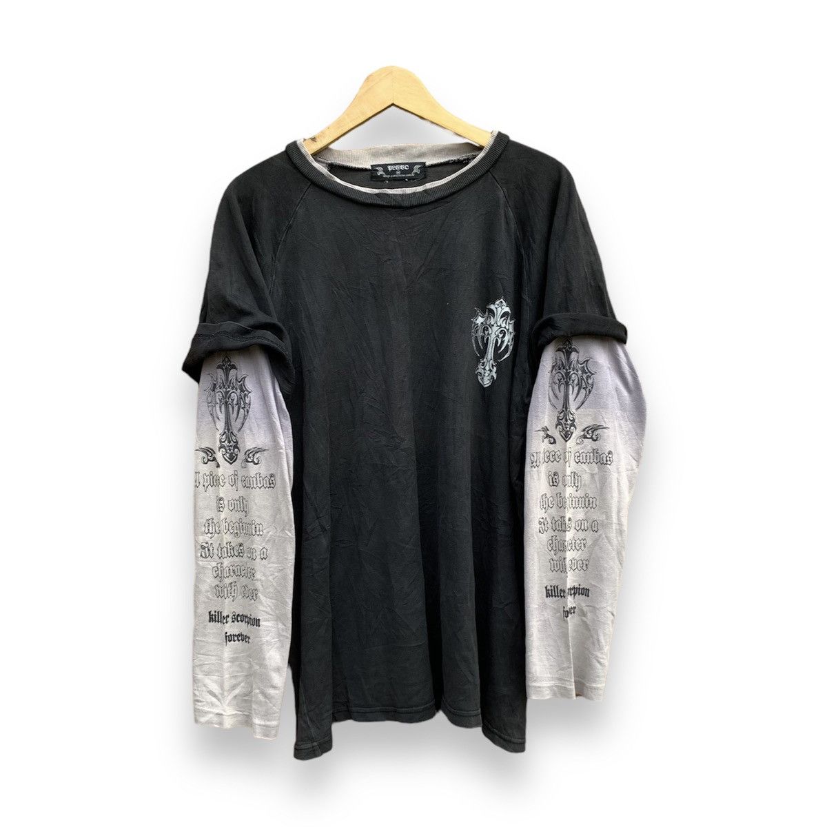 If Six Was Nine × Japanese Brand × Le Grande Bleu (L.G.B.) Crosses japanesbrand y2k poem longsleeave tee Size US L / EU 52-54 / 3 - 3 Thumbnail