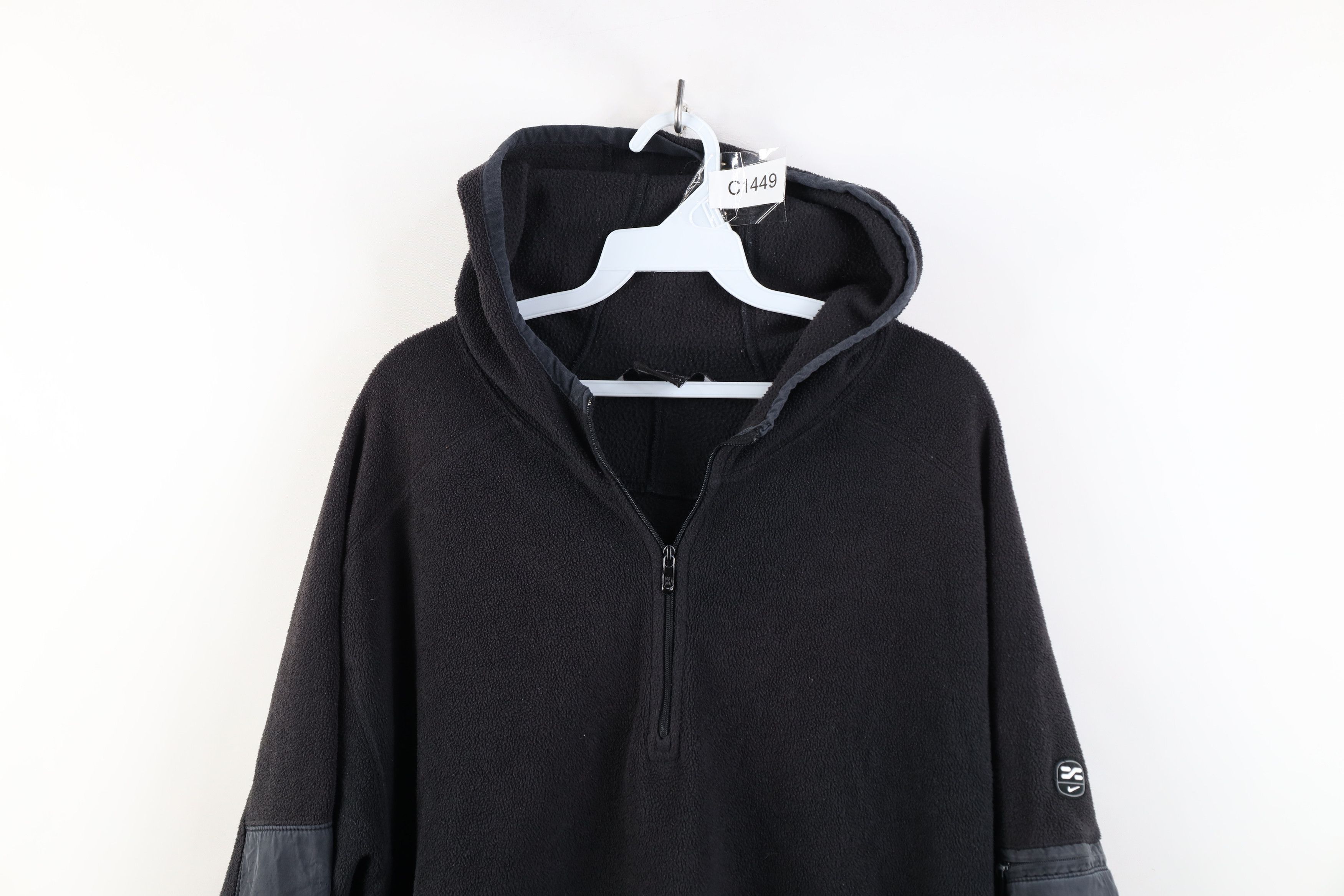 Nike Vintage Nike Mini Swoosh Half Zip Fleece Hooded Jacket Black Size US L / EU 52-54 / 3 - 2 Thumbnail