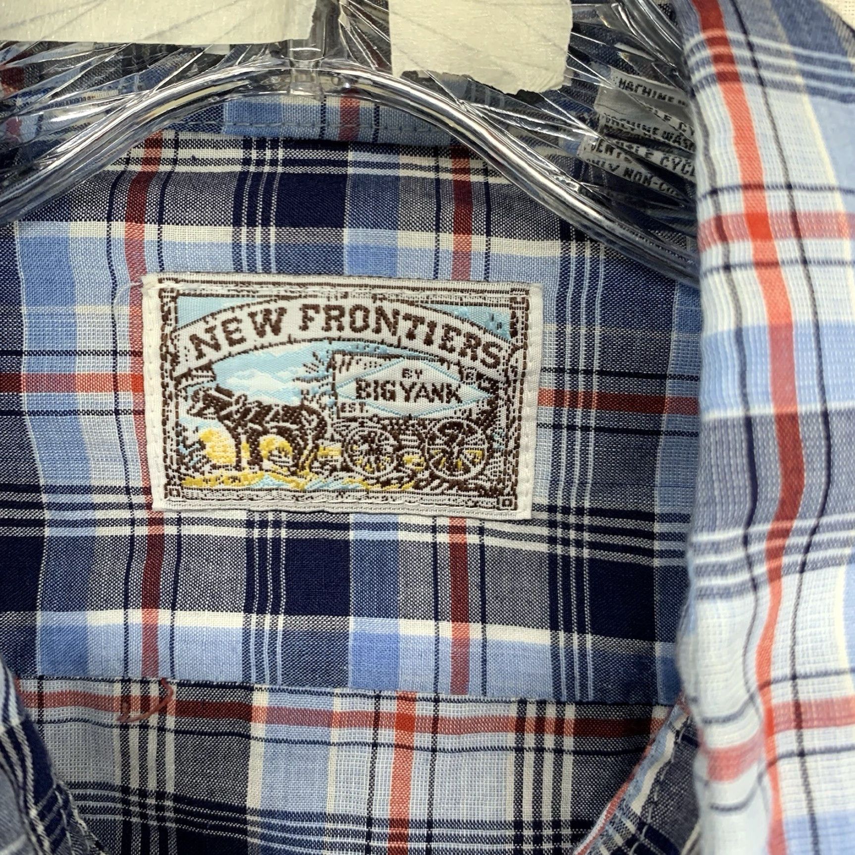 Vintage Western Pearl Snap Shirt Mens Medium Blues Red Plaid Long Sleeve Thin FLAWS Size US M / EU 48-50 / 2 - 3 Thumbnail