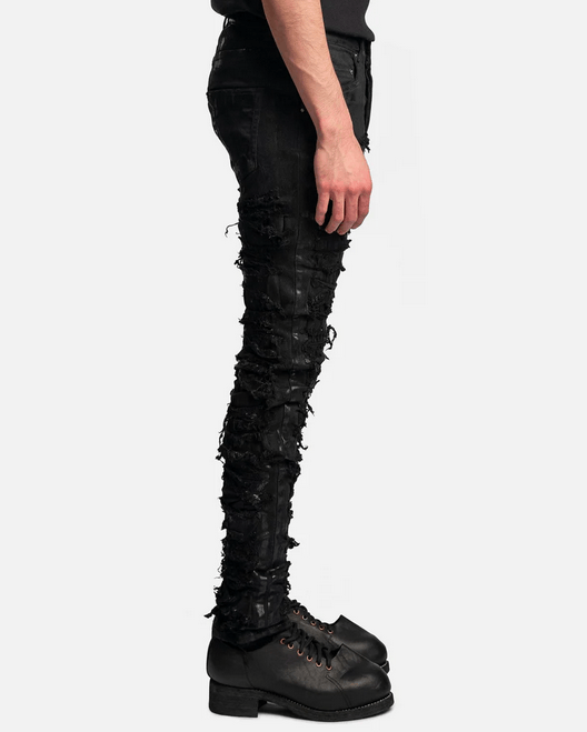 Rick Owens SLASHED TYRON CUT DENIM BLACK Size US 34 / EU 50 - 2 Thumbnail