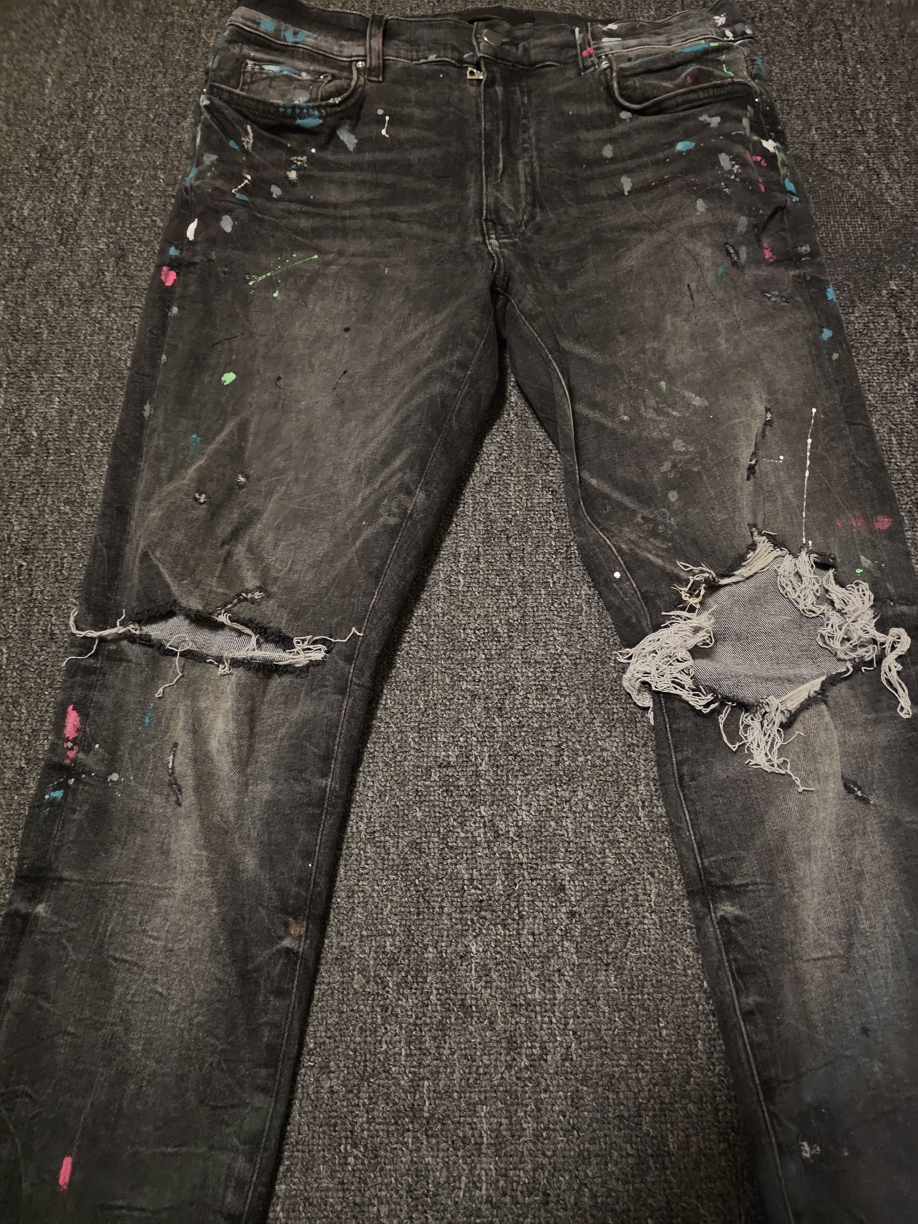 Amiri Amiri Men's Paint Ripped Jeans Size 34 Size US 34 / EU 50 - 2 Thumbnail