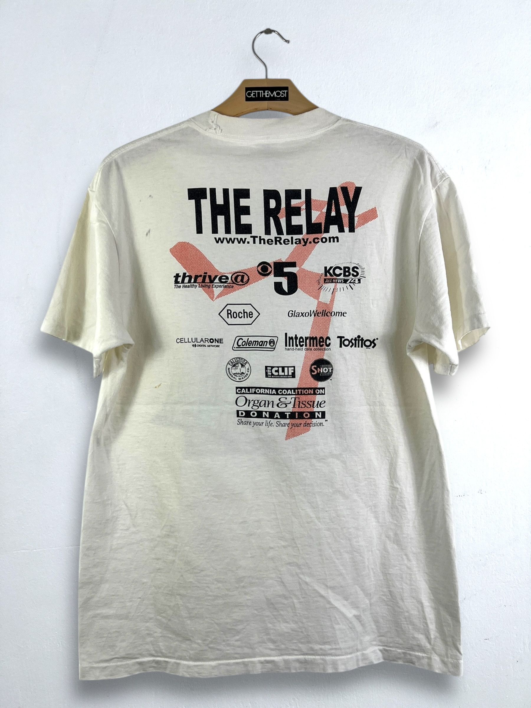 Vintage No.4864 Vintage 90s The Relay Pop Art Graphic Tee (L) Size US L / EU 52-54 / 3 - 7 Thumbnail
