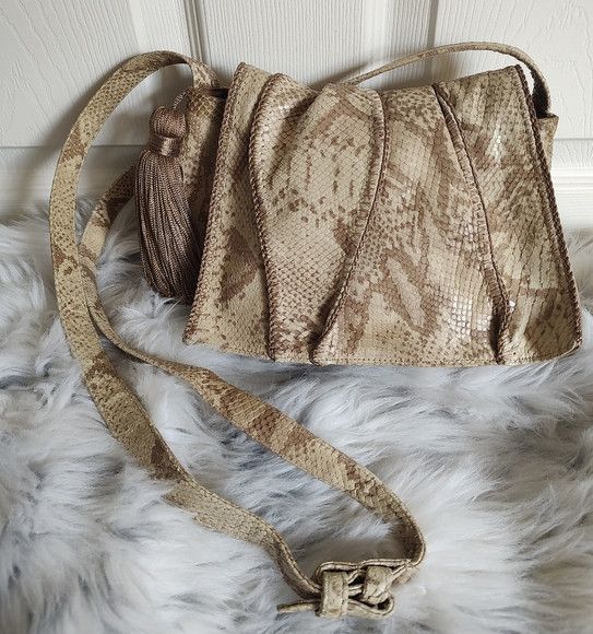 Vintage vintage Sharif snake textured handbag Size ONE SIZE - 1 Thumbnail