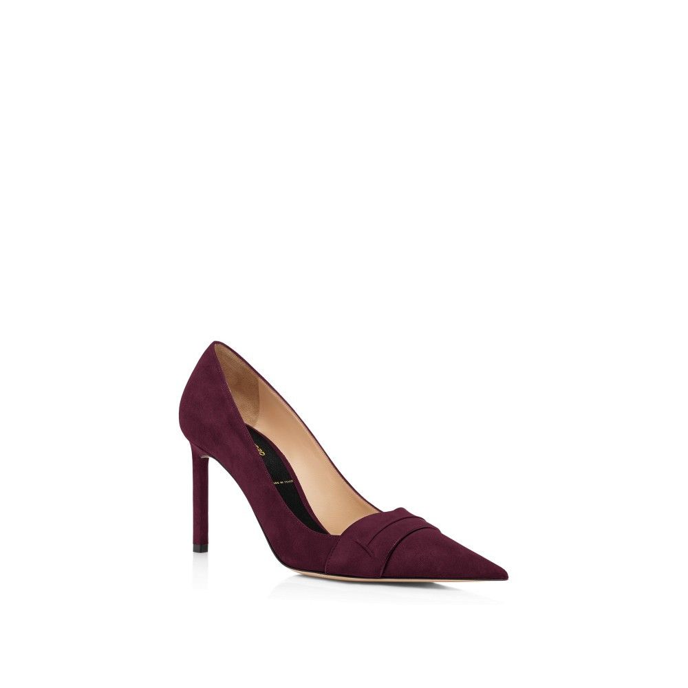 Tom Ford o1loc1c0326 W3532 Suede Leather Pumps in Burgundy Size US 7 / IT 37 - 2 Thumbnail