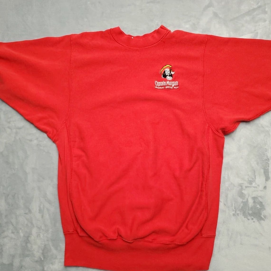 Vintage VINTAGE Captain Morgan Sweatshirt Mens XL Red USA 70s Reverse Weave Cotton Blend Fleece Pullover Crew Neck Long Sleeve.jpg Size US XL / EU 56 / 4 - 4 Thumbnail