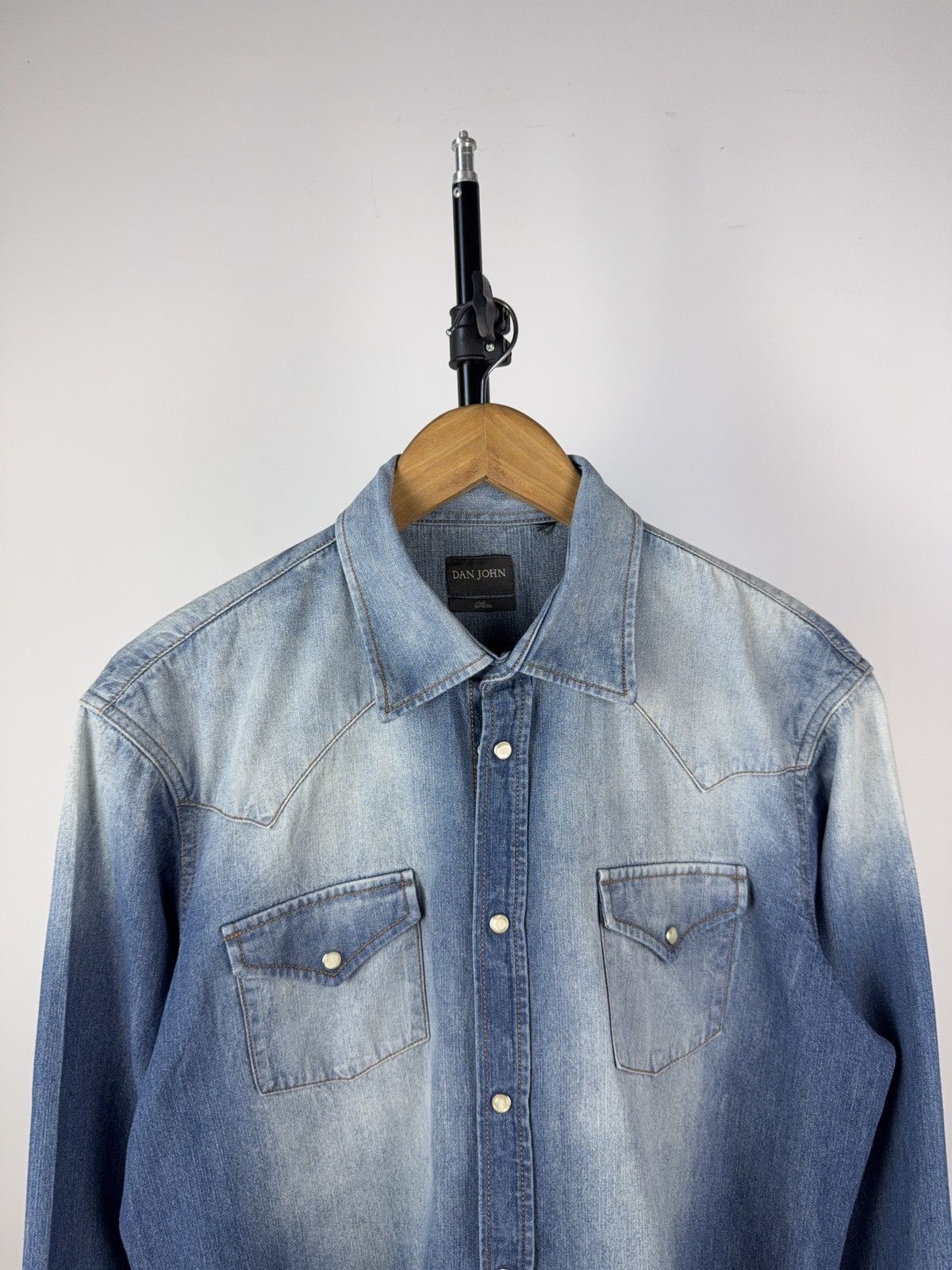 Vintage Vintage 90s Rare Retro Denim Cowboy Western Shirt Size US L / EU 52-54 / 3 - 2 Thumbnail