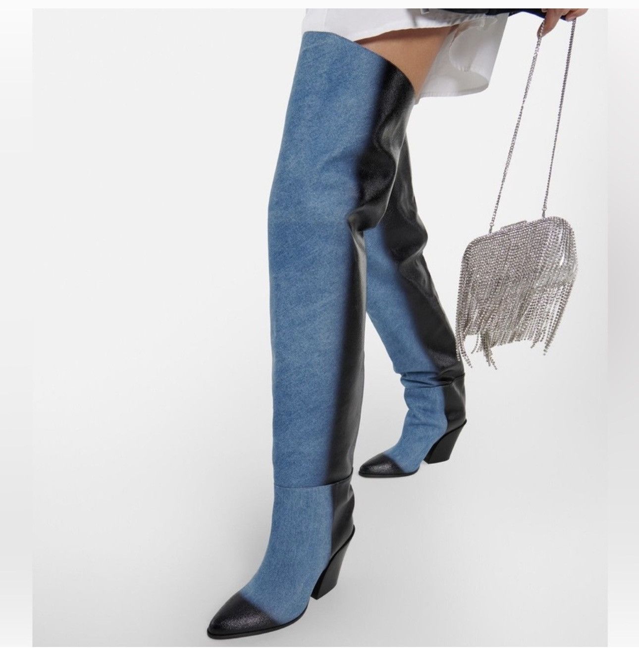 Jimmy Choo Jimmy Choo Maceo Denim over-the-knee Boots- NEW Size US 7 / IT 37 - 2 Thumbnail