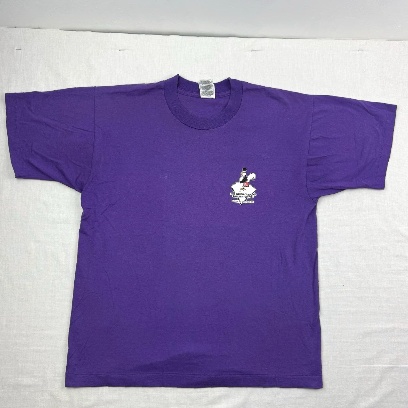 Fruit Of The Loom VINTAGE Poultry Festival T Shirt Adult Large Purple 90s USA Men Short Sleeve Crew Neck 10 Year Anniversary Fruit of the Loom T-Shirt Size US L / EU 52-54 / 3 - 5 Thumbnail