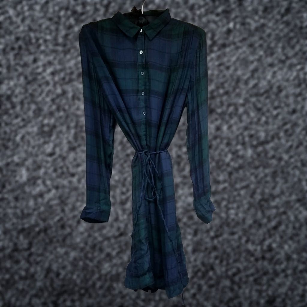Loft VINTAGE Loft Womens Medium Straight Long Sleeve Belted Dress Button Up Plaid Blue Casual Size M / US 6-8 / IT 42-44 - 1 Thumbnail