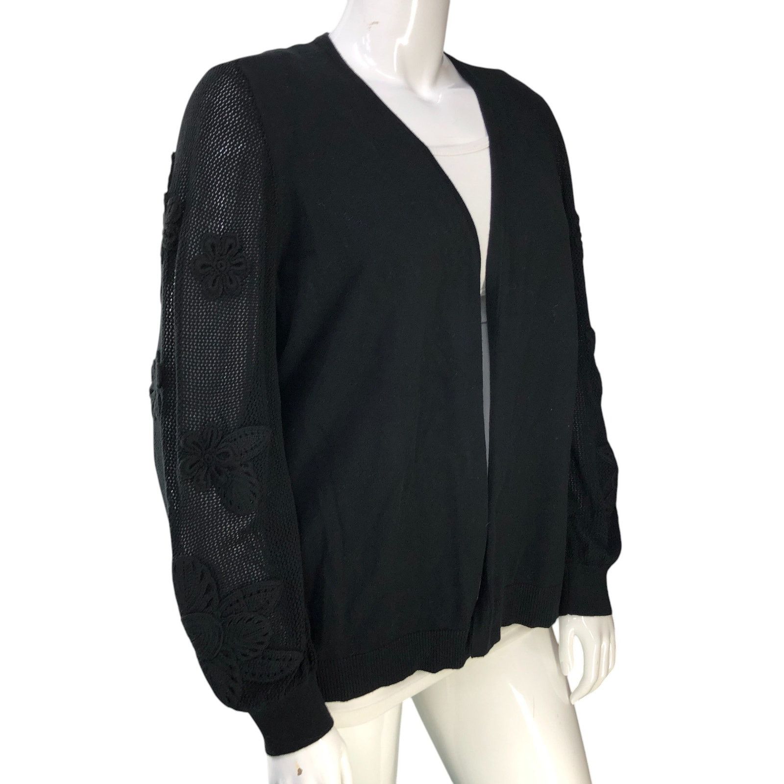 Chicos Chicos Size 4 US XXL Cardigan 3D Applique Crochet Open Front Size XXL / US 16-18 / IT 52-54 - 10 Thumbnail