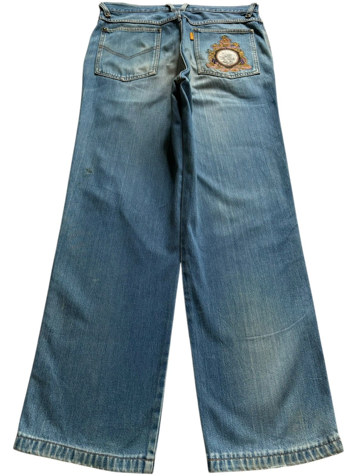 Japanese Brand Vintage Japanese Brand Mud Wash Embroidered Baggy Jeans Size US 34 / EU 50 - 2 Thumbnail