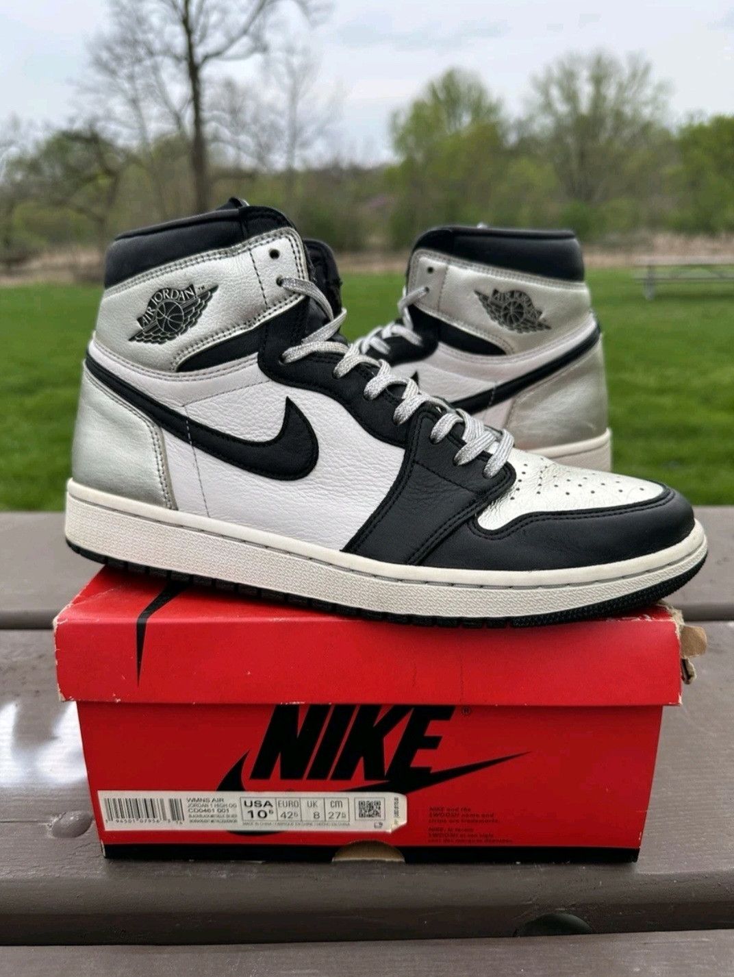 Jordan Brand Wmns Air Jordan Retro 1 High OG Silver Toe Size 10.5W / 9 M Size US 10.5 / IT 40.5 - 1 Thumbnail