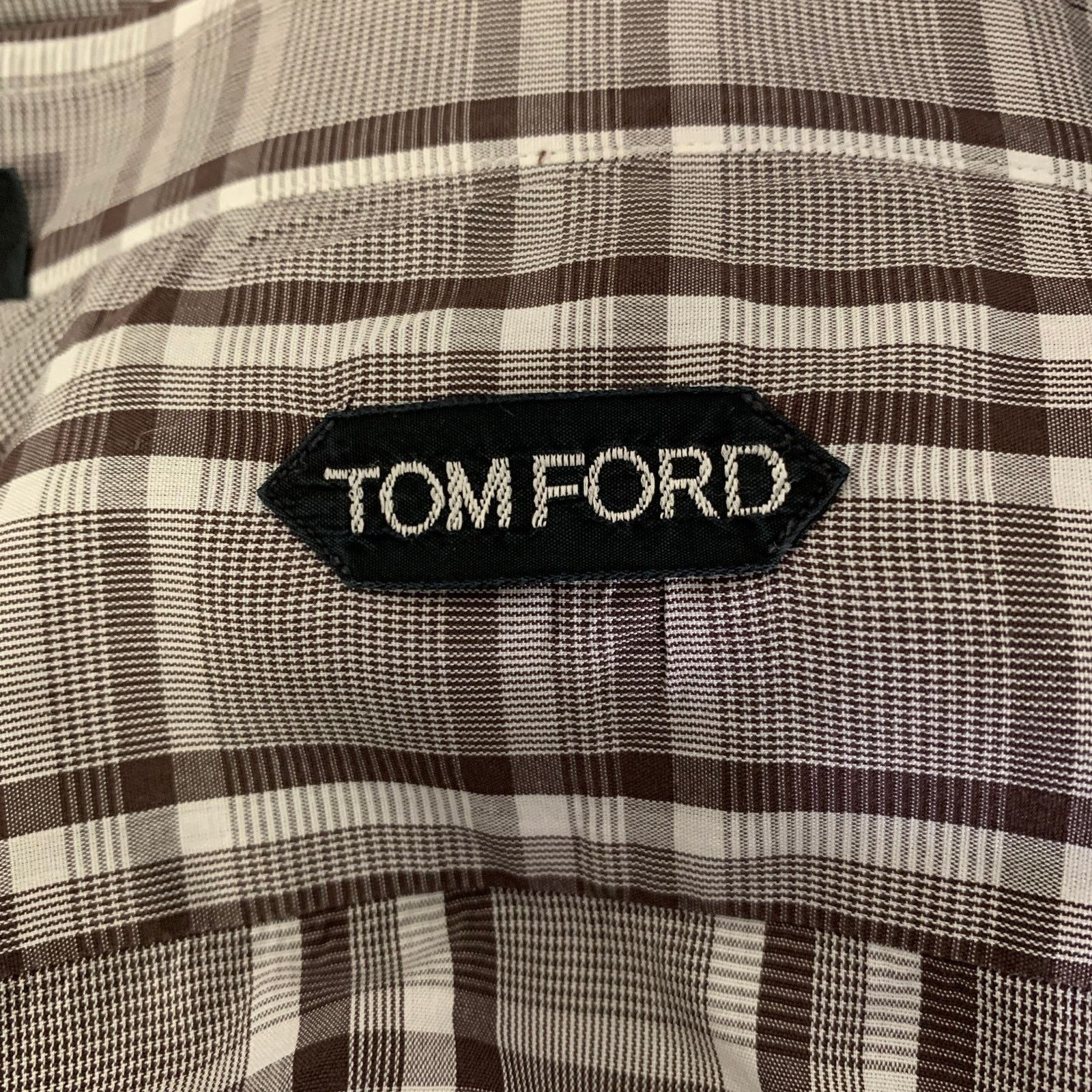 Tom Ford TOM FORD Size XL Brown Plaid Cotton Long Sleeve Shirt Size US XL / EU 56 / 4 - 5 Thumbnail
