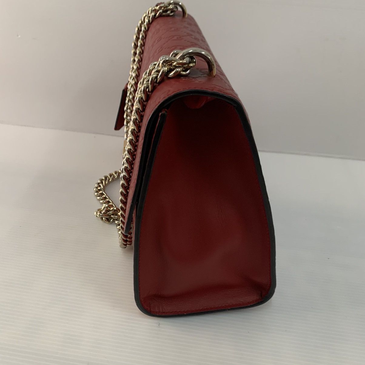 Gucci Gucci Red Leather Chain Shoulder Bag Size ONE SIZE - 3 Thumbnail