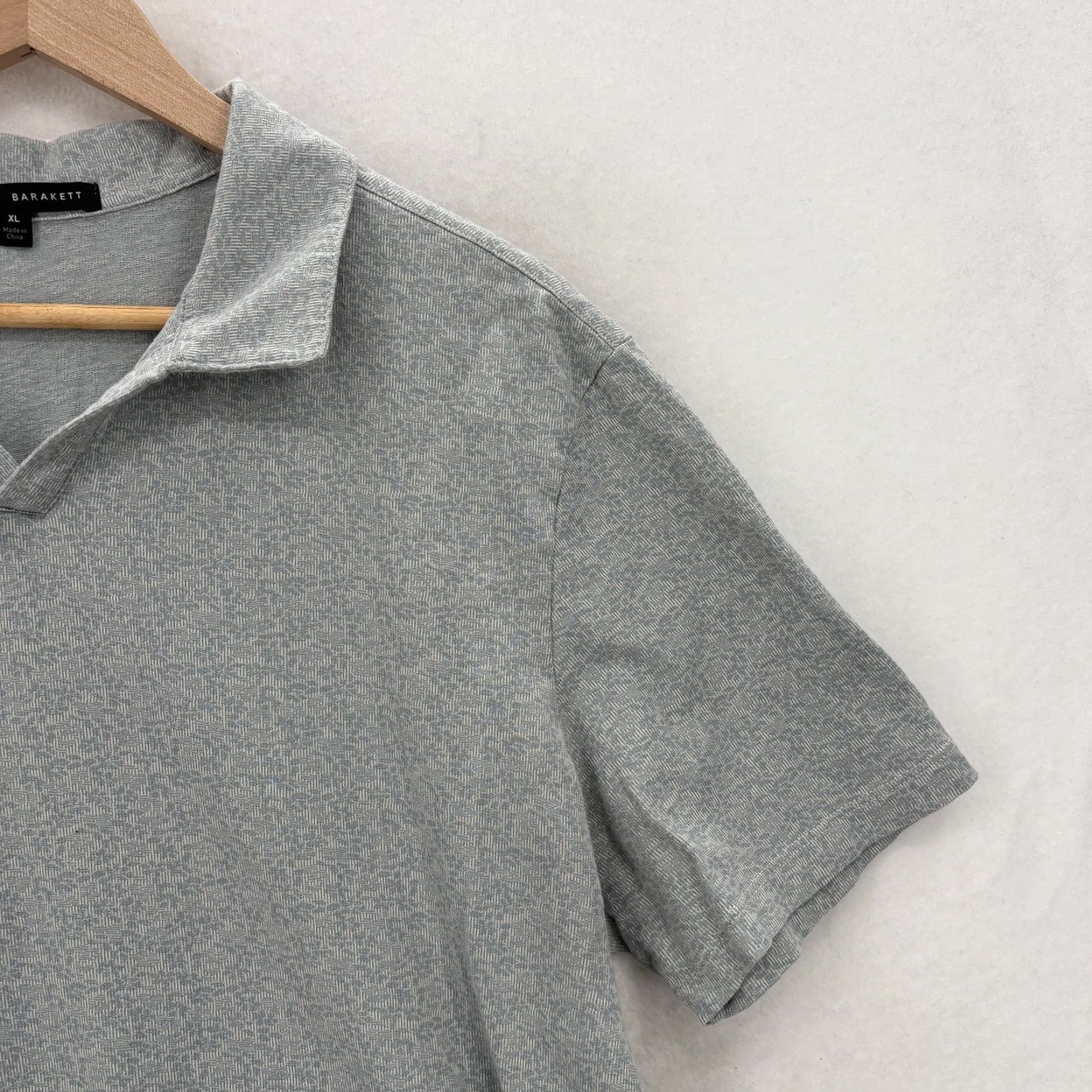 Vintage Robert Barakett Polo Shirt Mens XL Gray Geometric 100% Cotton Open Collar Jersey Size US XL / EU 56 / 4 - 2 Thumbnail