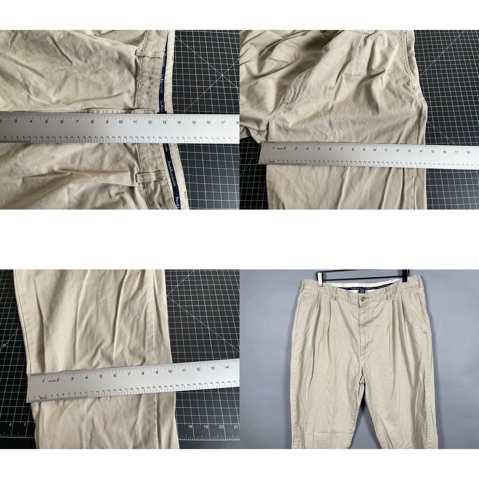 Polo Ralph Lauren VINTAGE Polo Ralph Lauren Chino Pants Men's 40x32 Beige Pleated High Rise Regular Inseam 32 Cuffed Preppy Retro Loyalist Mens Size US L / EU 52-54 / 3 - 8 Thumbnail