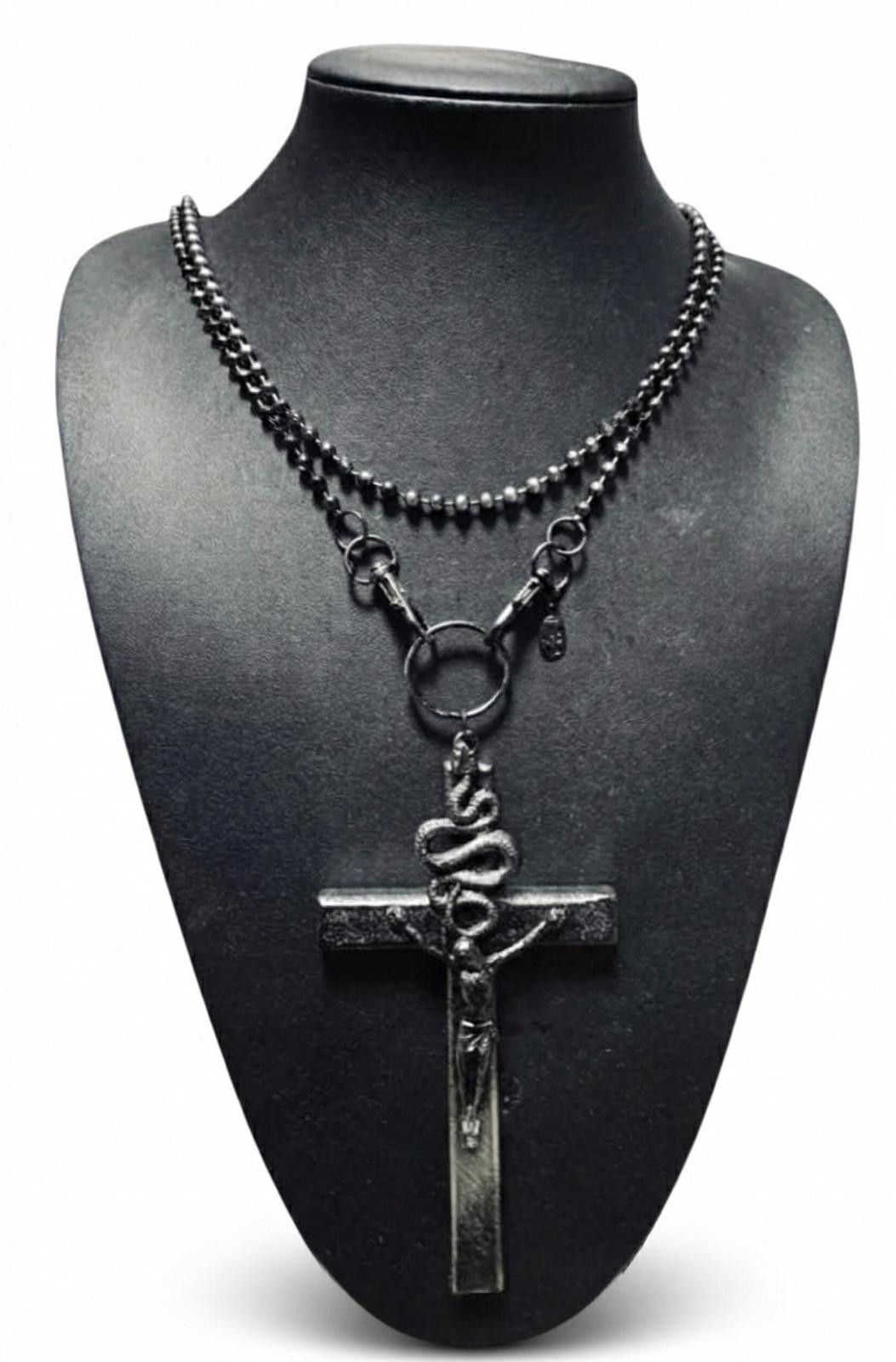 Unknown London Jean Paul Gaultier - Black Metal Cross Necklace Size ONE SIZE - 1 Thumbnail