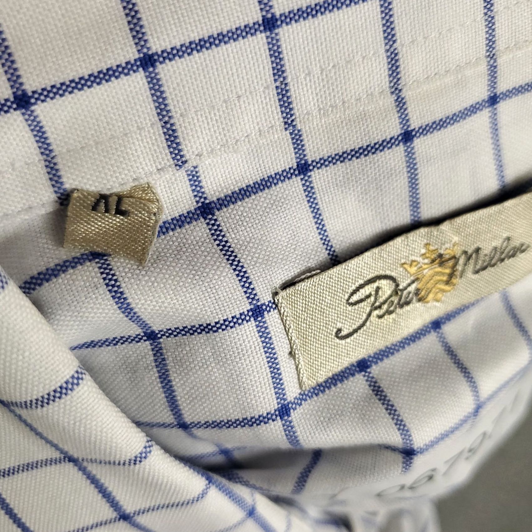 Peter Millar Peter Millar Shirt Mens XL White Blue Check Button-Up Long Sleeve Size US XL / EU 56 / 4 - 7 Thumbnail