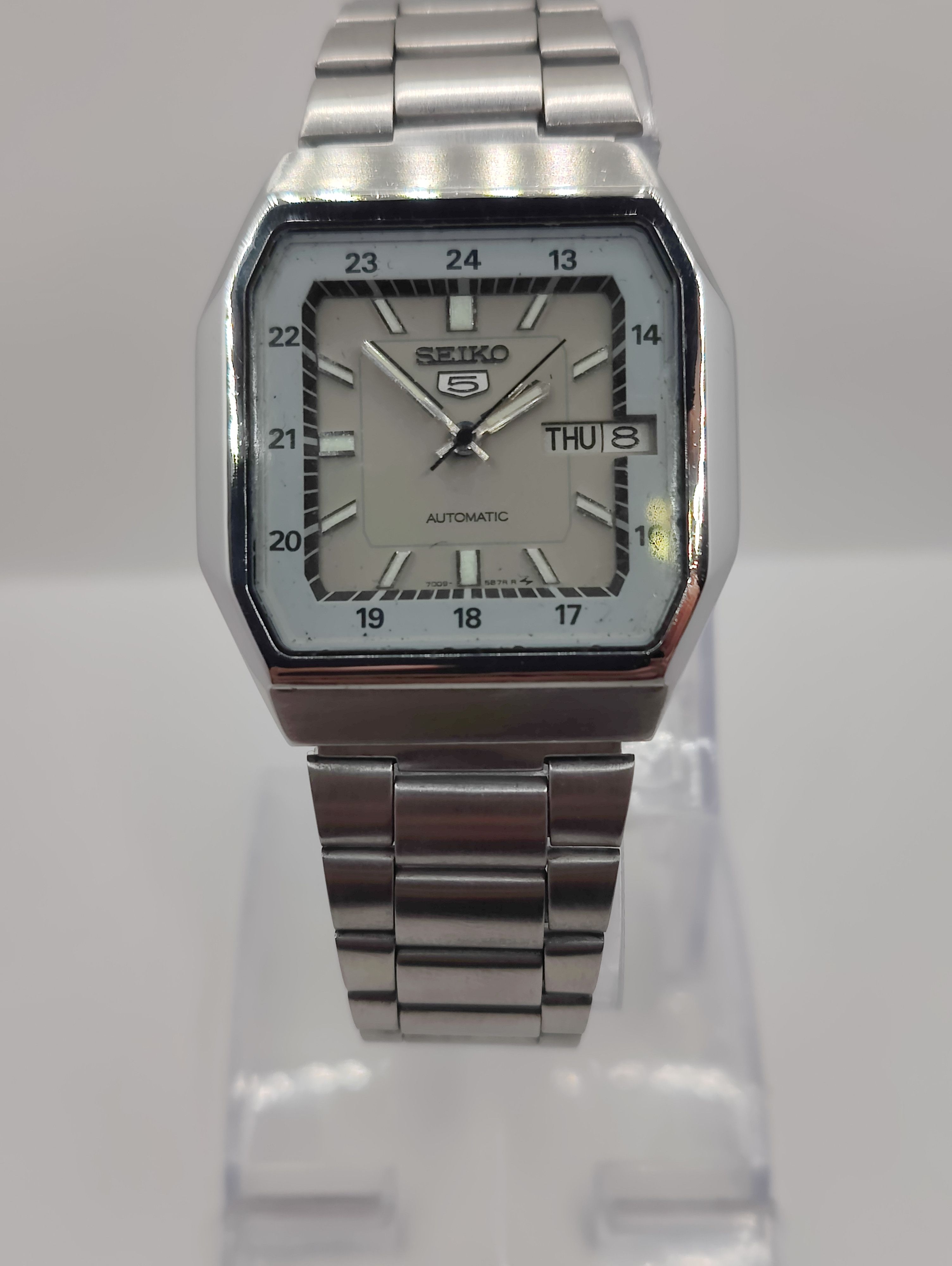 Seiko × Vintage Seiko 5 Automatic Tv Wrist Watch 17Jewels Day/Date Japan Size 34 - 4 Thumbnail