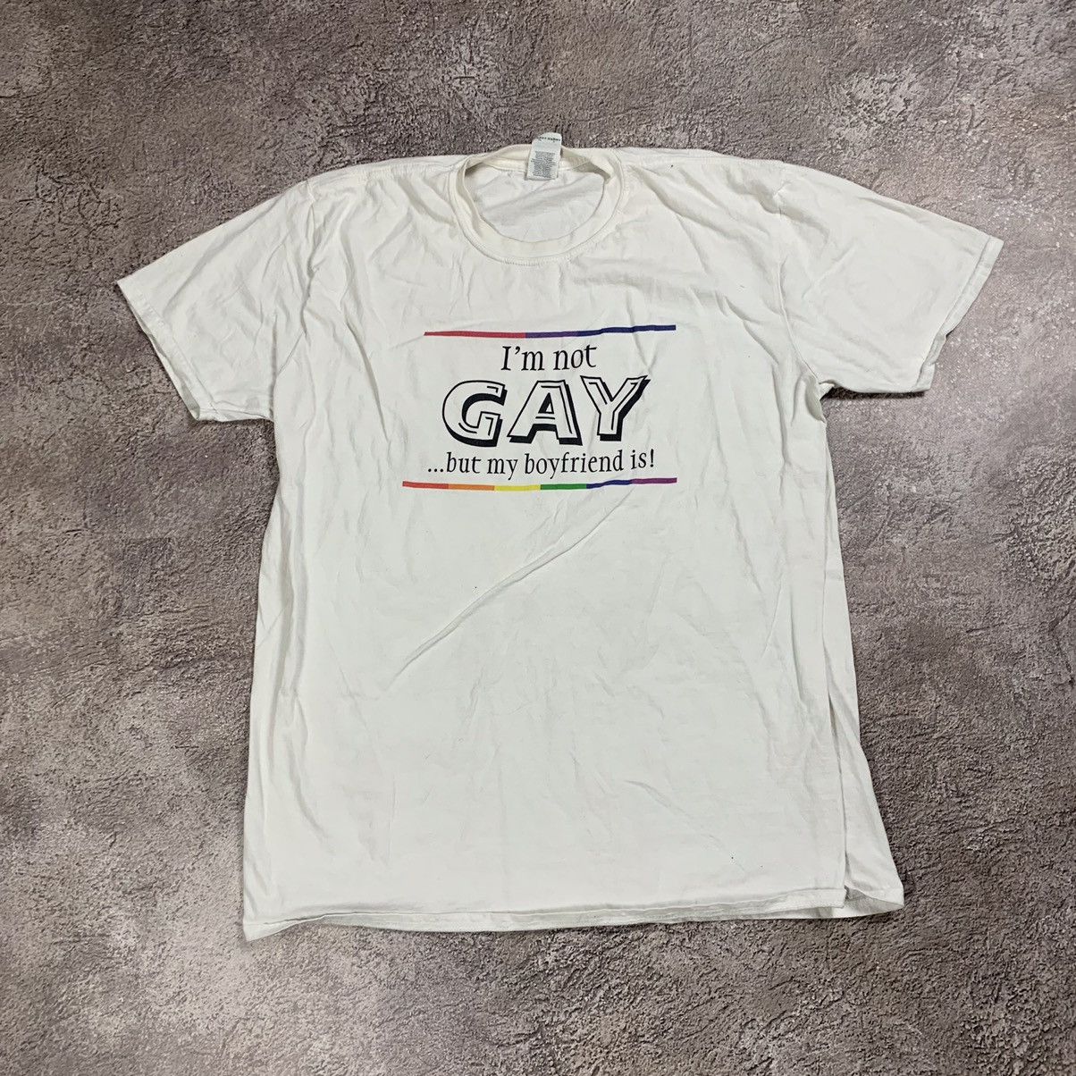 Vintage VINTAGE Y2K ADULT IM NOT GAY BUT MY BOYFRIEND IS FUNNY TEE Size US XL / EU 56 / 4 - 1 Thumbnail
