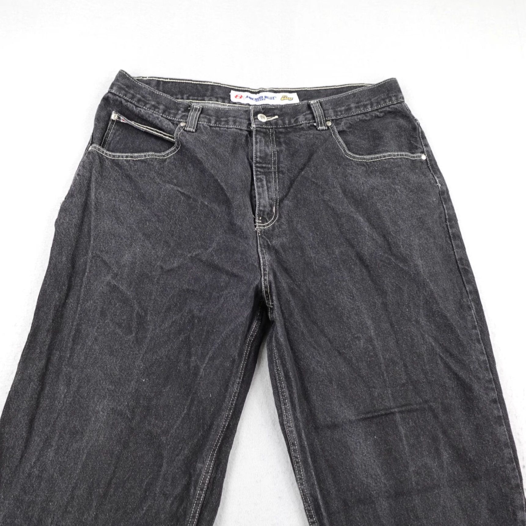 Anchor Blue VINTAGE Anchor Blue Jeans Mens 40x32 Black Denim Baggy Wide Skater 90s Linear 90s? Size US 40 / EU 56 - 2 Thumbnail