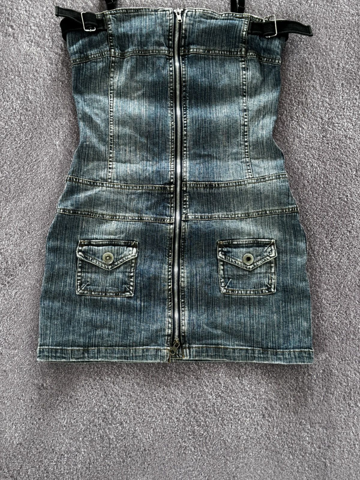 Japanese Brand 00’s Japanese Brand Y2K Distressed Denim Dress Size S / US 4 / IT 40 - 4 Thumbnail