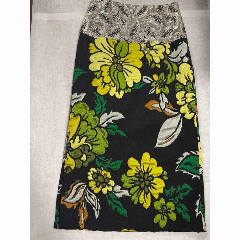 Dries Van Noten Dries Van Noten size:34 Green jacquard floral skirt Size 33" - 1 Thumbnail