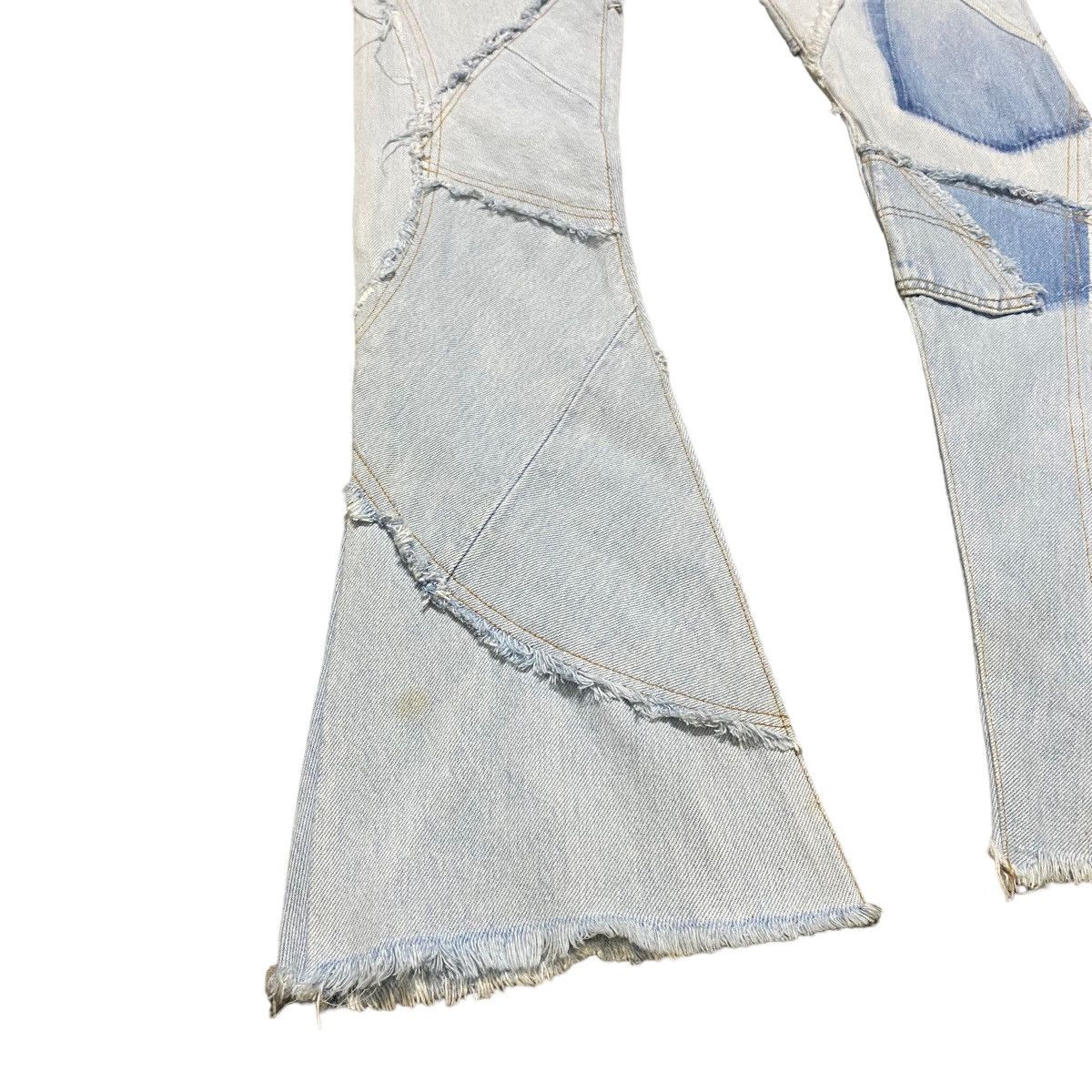 Japanese Brand JUNGLE CAT Reworked Recylce Paper Denim Flare Jeans Size US 28 / EU 44 - 7 Thumbnail