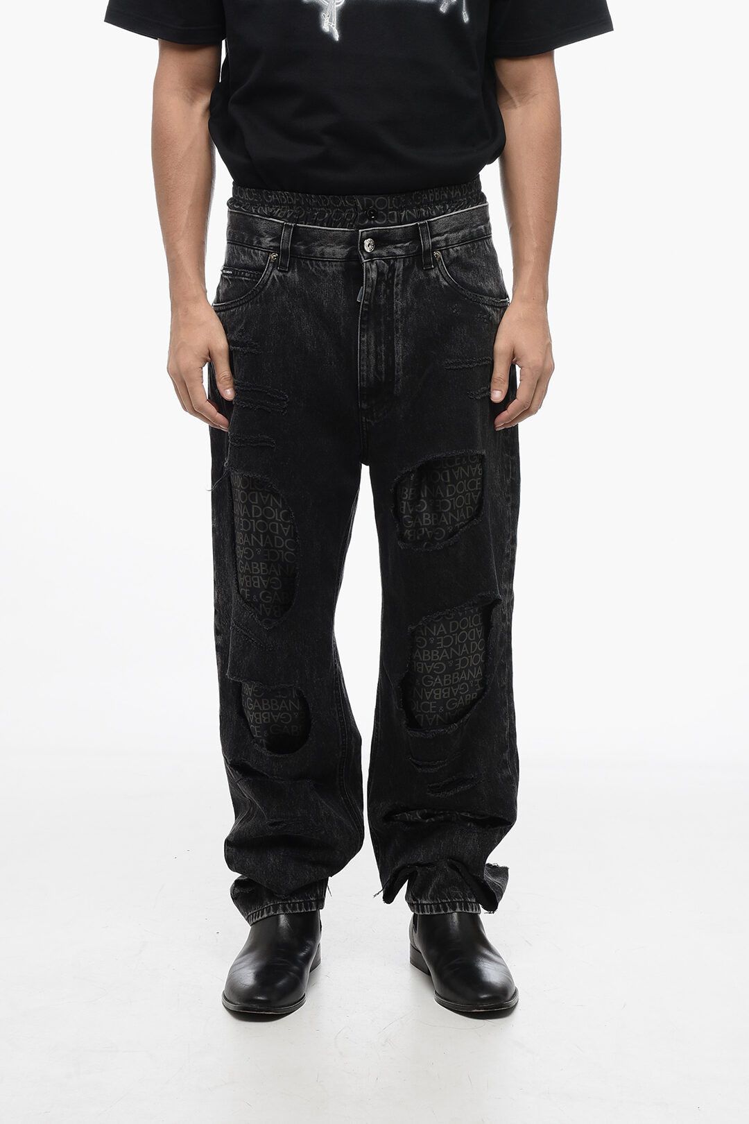 Dolce & Gabbana og1mm0825 Stone Washed Distressed Denim in Black Size US 32 / EU 48 - 1 Thumbnail