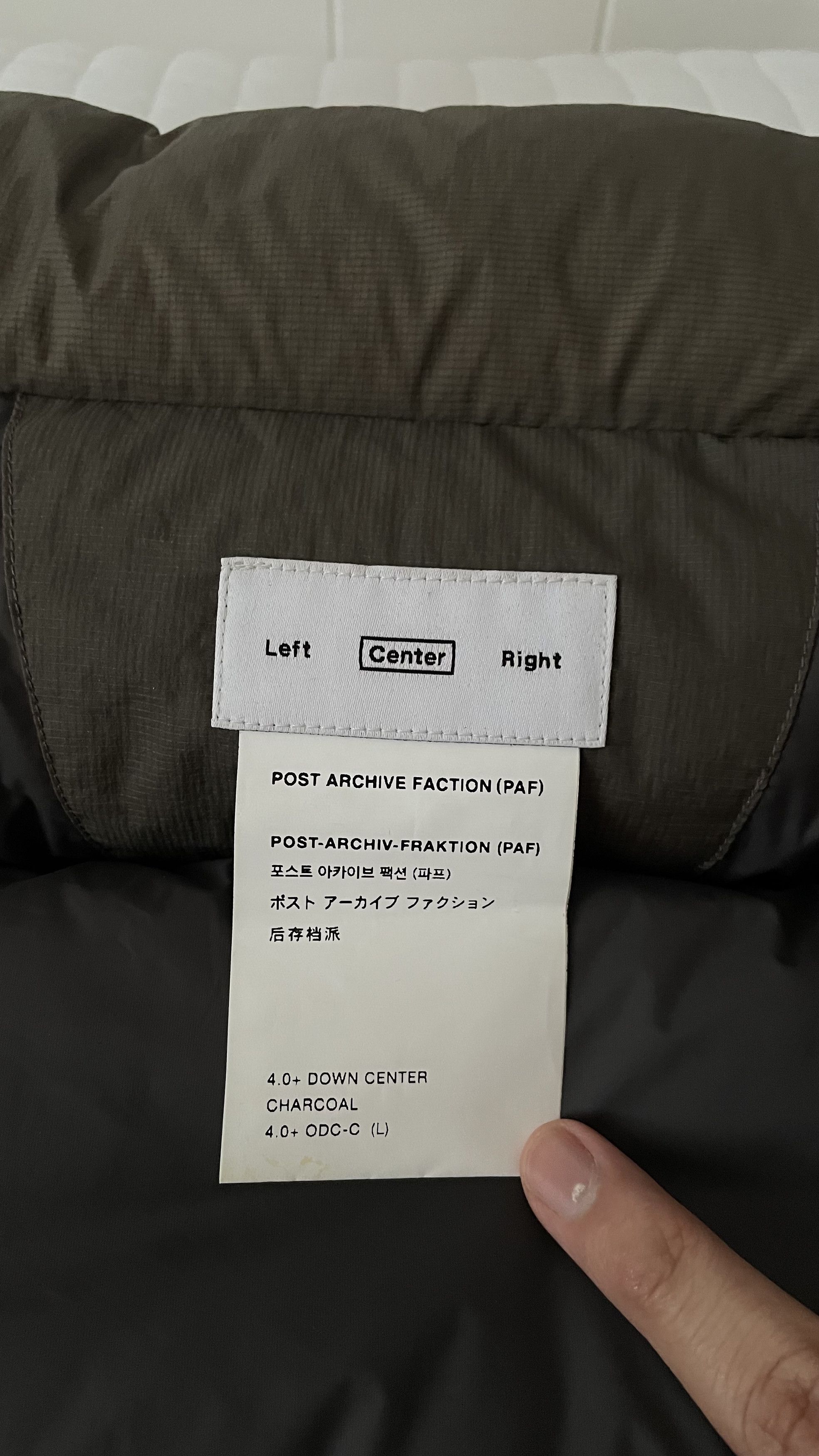 POST ARCHIVE FACTION (PAF) 4.0+ DOWN CENTER (CHARCOAL) Jacket Size US L / EU 52-54 / 3 - 6 Thumbnail