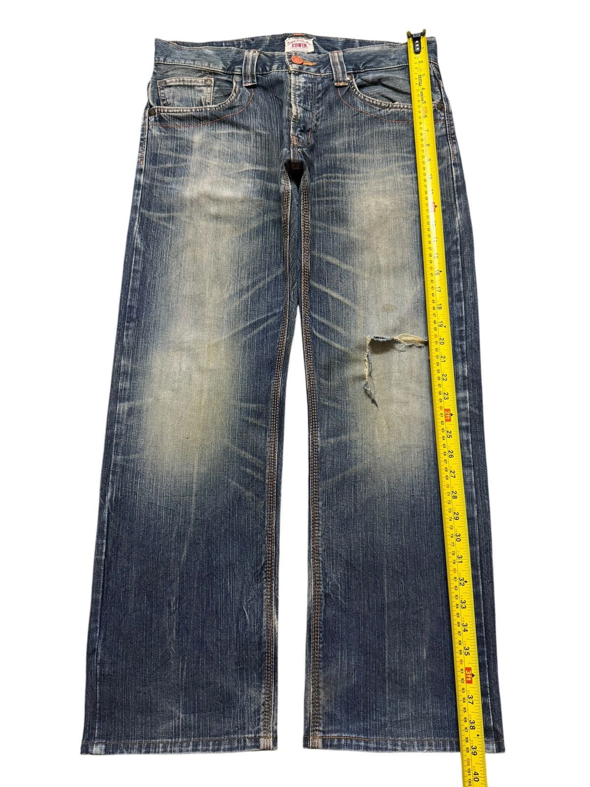 Edwin Vintage 90s Edwin XV Mud Wash Whiskers Distressed Wide Leg Size US 34 / EU 50 - 11 Thumbnail