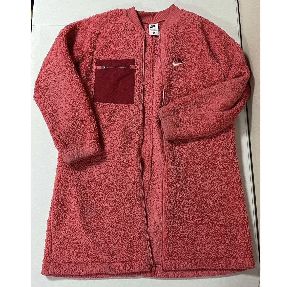 Nike Nike Pink Maroon Plush Zipper Sweater Jacket Coat Size XL 🩷 Size XL / US 12-14 / IT 48-50 - 3 Thumbnail