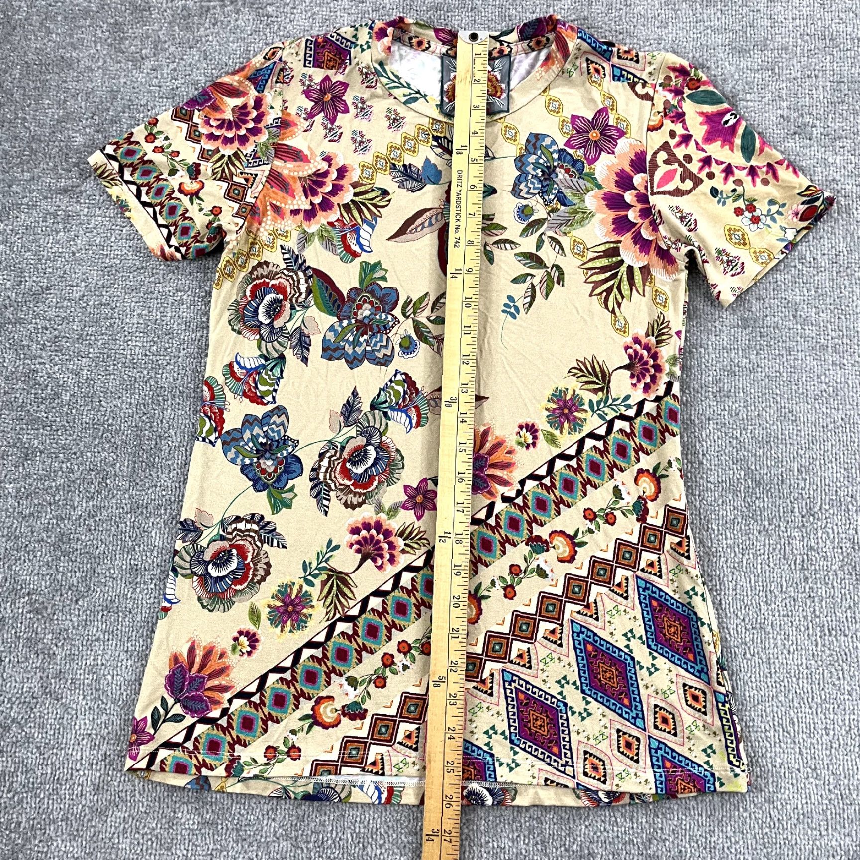 Johnny Was JOHNNY WAS Zakis Blouse Women XS Floral Crewneck Bamboo Stretch Short Sleeve Size XS / US 0-2 / IT 36-38 - 3 Thumbnail