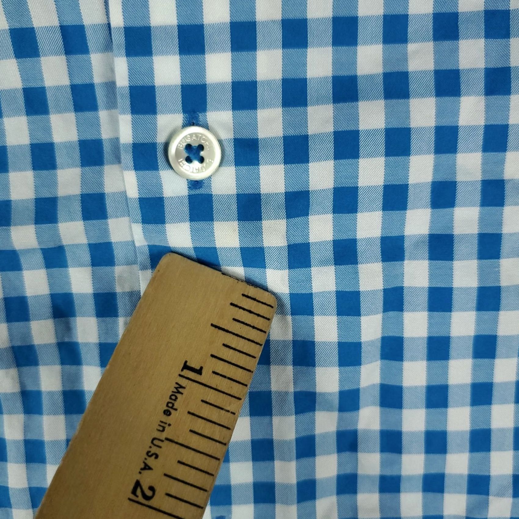 BUGATCHI Bugatchi Uomo Dress Shirt Mens Blue Check Long Sleeve Button Up Size 17 Size 46R - 3 Thumbnail