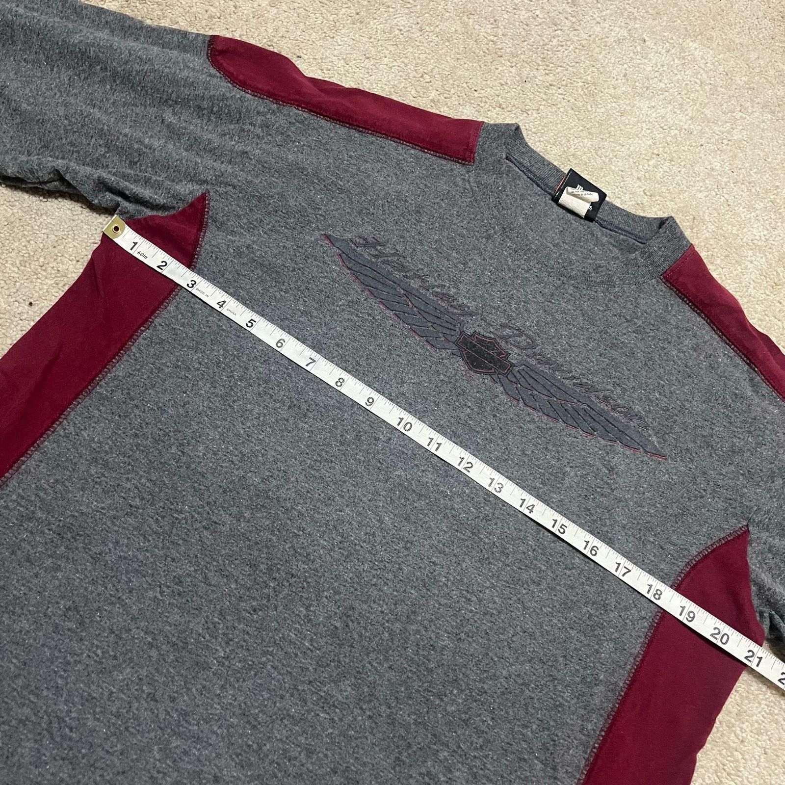 Harley Davidson Vintage Harley Davidson Green/Burgundy Graphic Long Sleeve Size US L / EU 52-54 / 3 - 6 Thumbnail