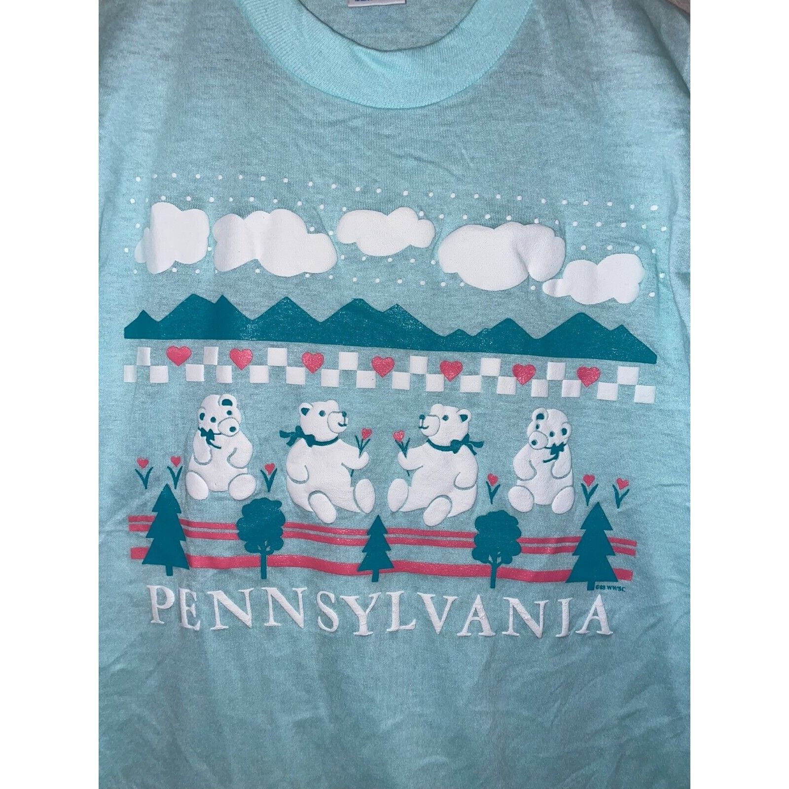 Jerzees Vintage Pennsylvania Blue Shirt Bear Tee 1980s VTG 1988 M Size US M / EU 48-50 / 2 - 2 Thumbnail