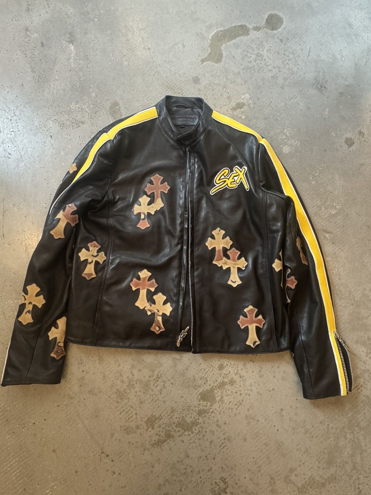 Chrome Hearts Chrome Hearts Sex Records Leather Racing Jacket Size US XL / EU 56 / 4 - 11 Thumbnail