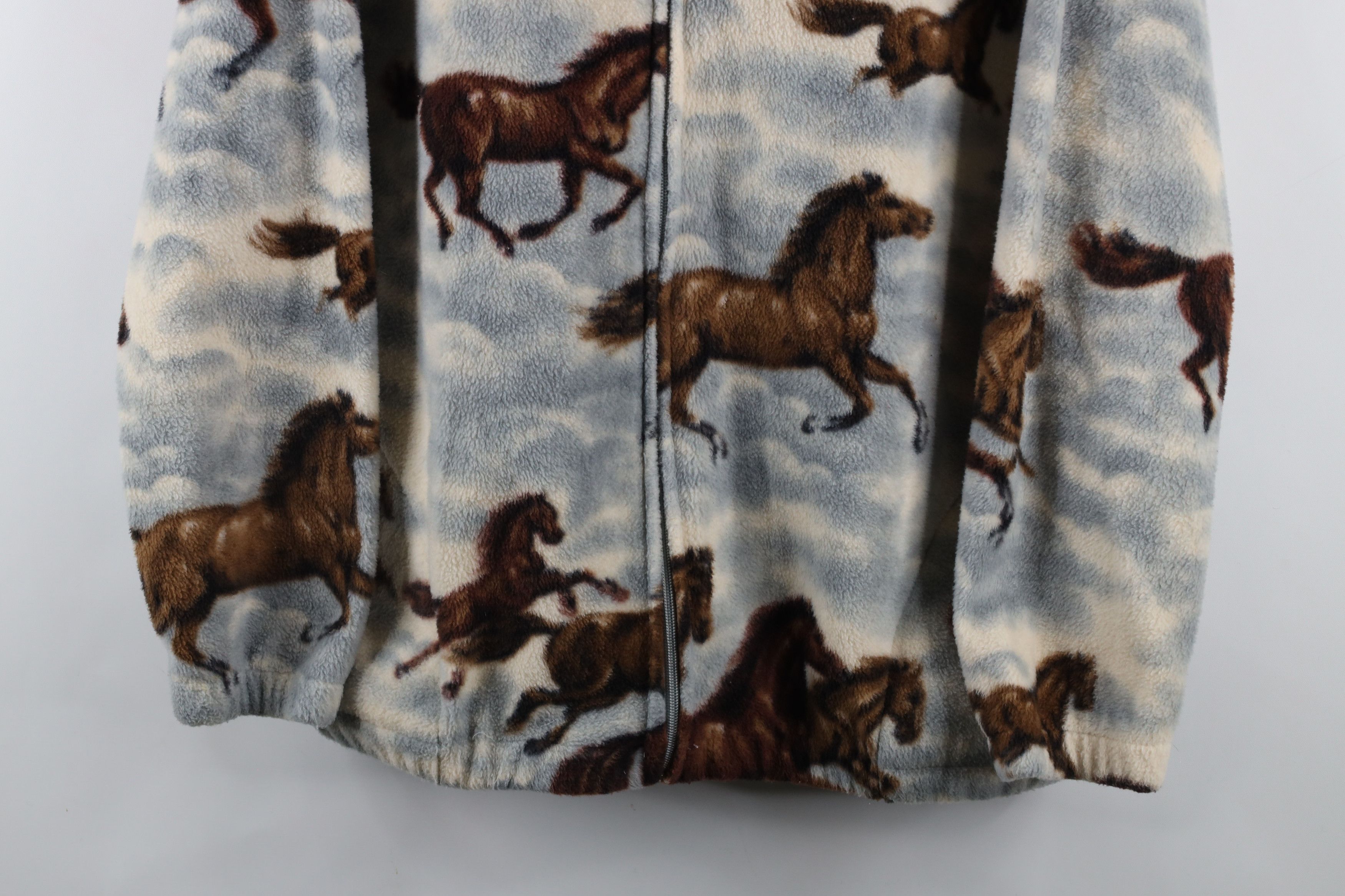 Vintage Vintage 90s Streetwear Equestrian Over Print Fleece Jacket Size XL / US 12-14 / IT 48-50 - 3 Thumbnail