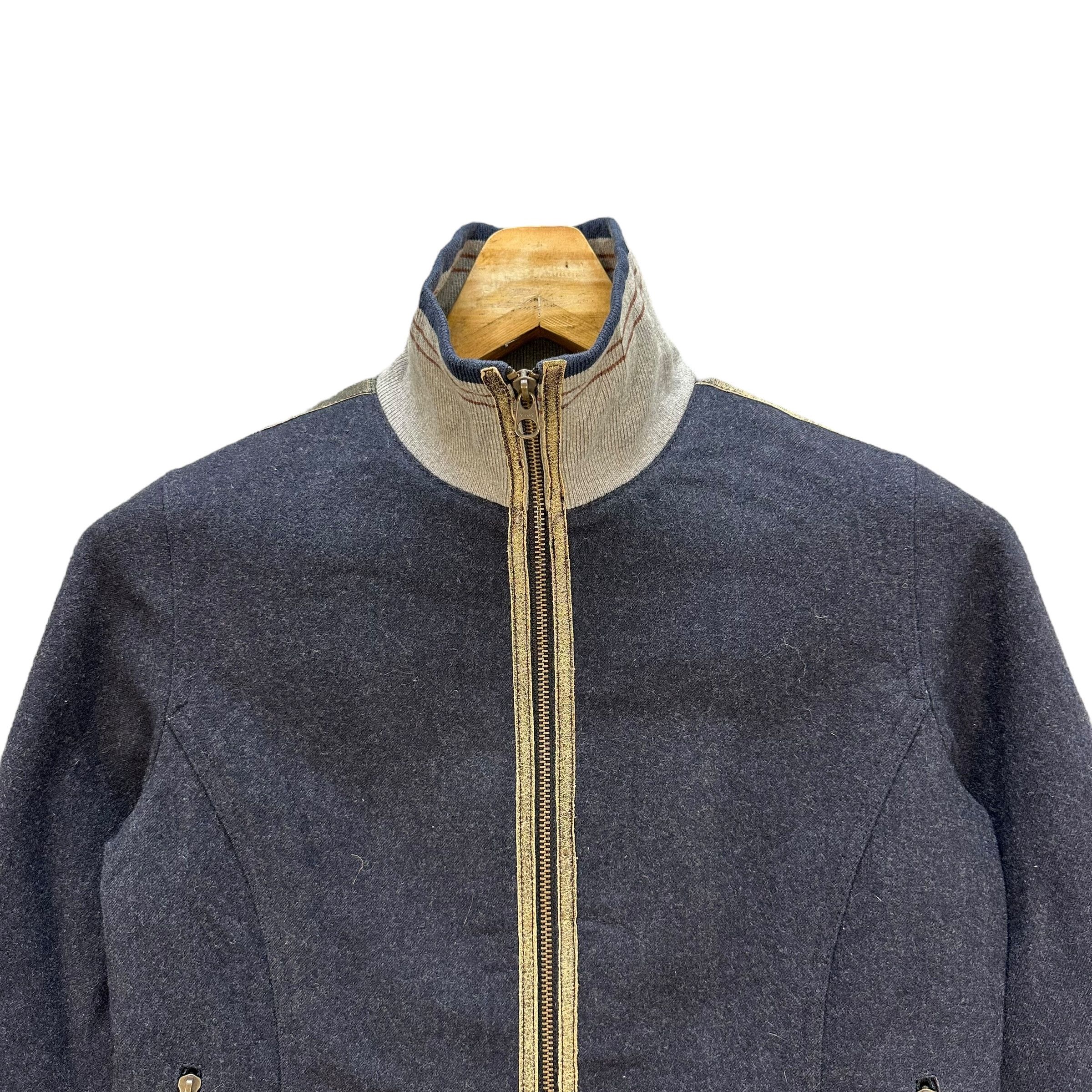 Japanese Brand ARTI CHAUT Leather Part Turtle Neck Wool Jacket #A21-0492 Size S / US 4 / IT 40 - 2 Thumbnail