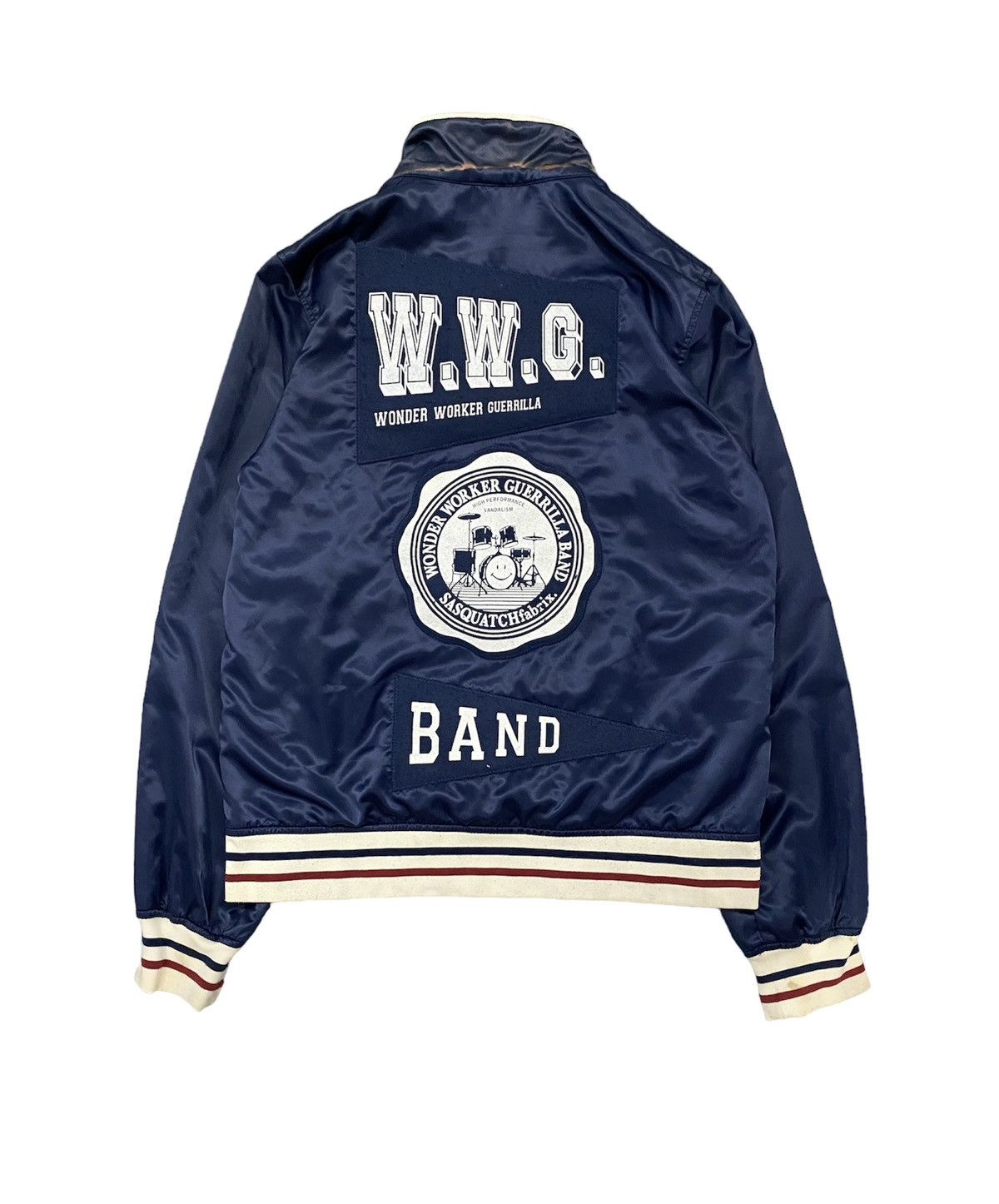 image of Bomber Jacket x Sasquatchfabrix Aw08 Sasquatchfabrix Wonder Worker Guerilla Bomber in Navy (Size Me