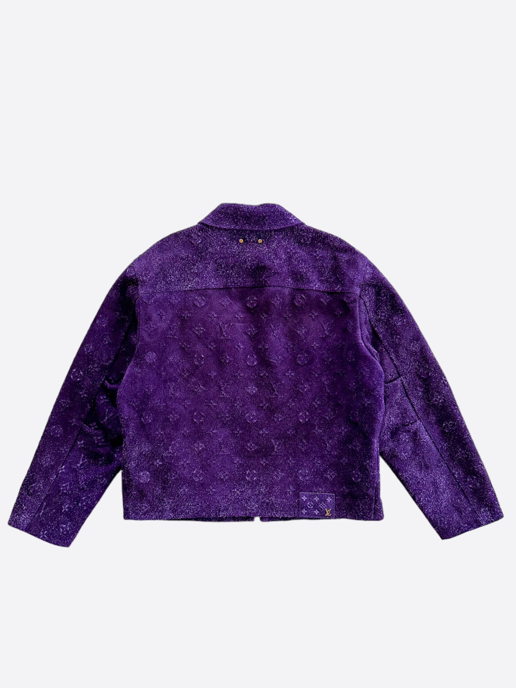 Louis Vuitton Louis Vuitton Purple Embossed Monogram Suede Workwear Jacket Size US XXL / EU 58 / 5 - 2 Thumbnail