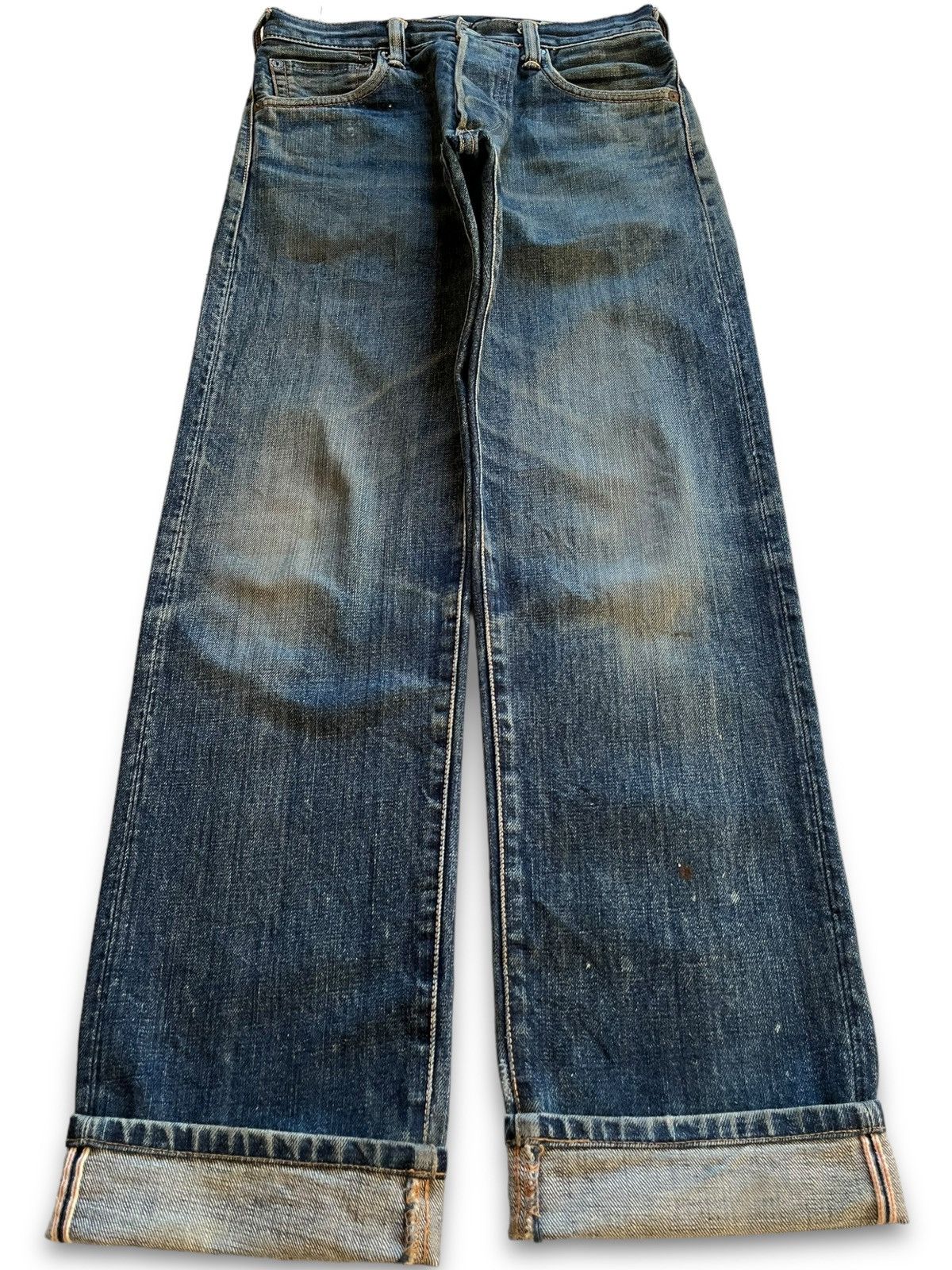 image of Evisu Seagulls By Yamane Mud Wash Bartacks Selvedge Jeans in Blue, Men's (Size 27)
