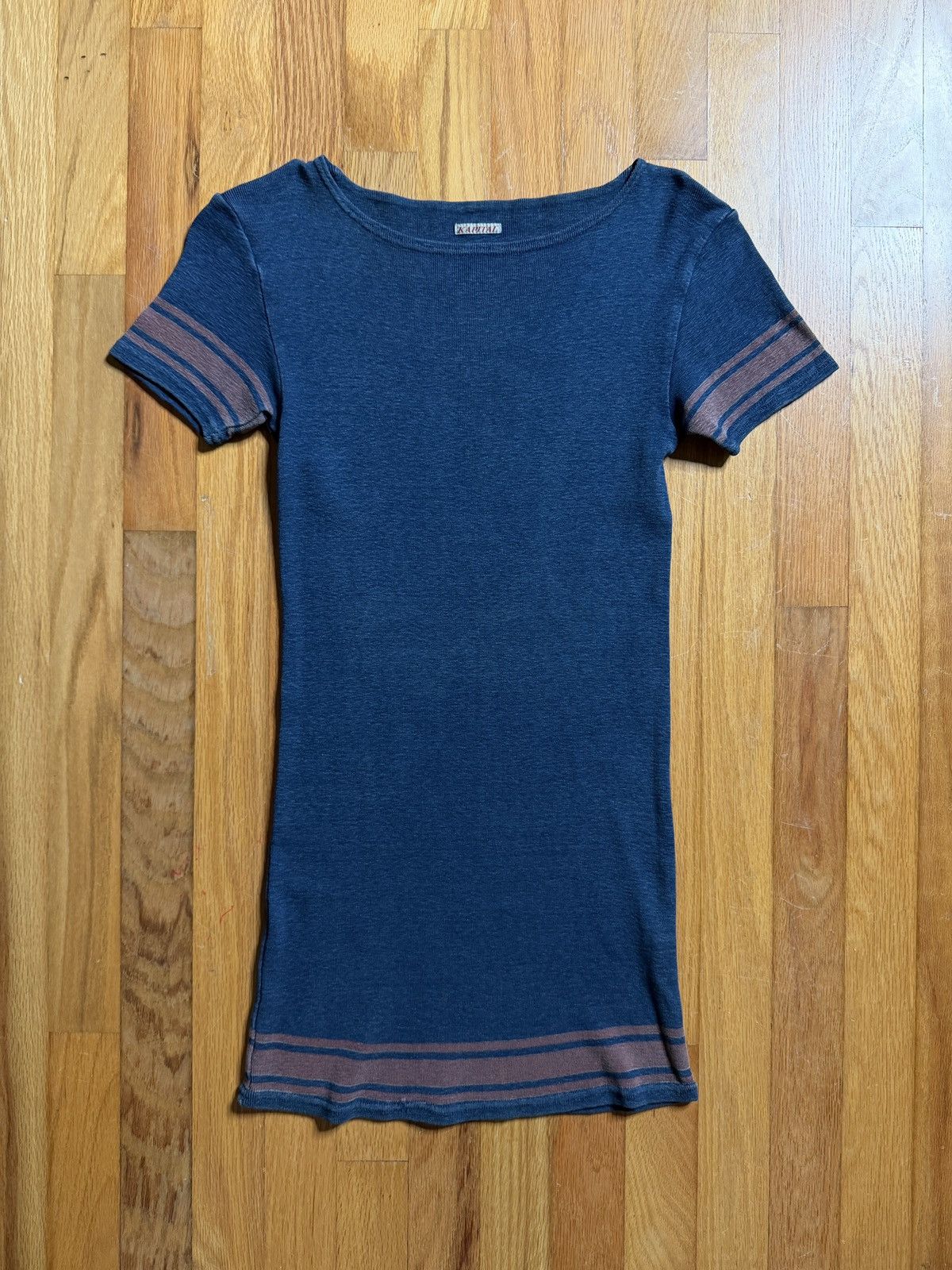 Kapital Kapital Longline Indigo Dyed Ribbed T-Shirt Size XS / US 0-2 / IT 36-38 - 1 Thumbnail