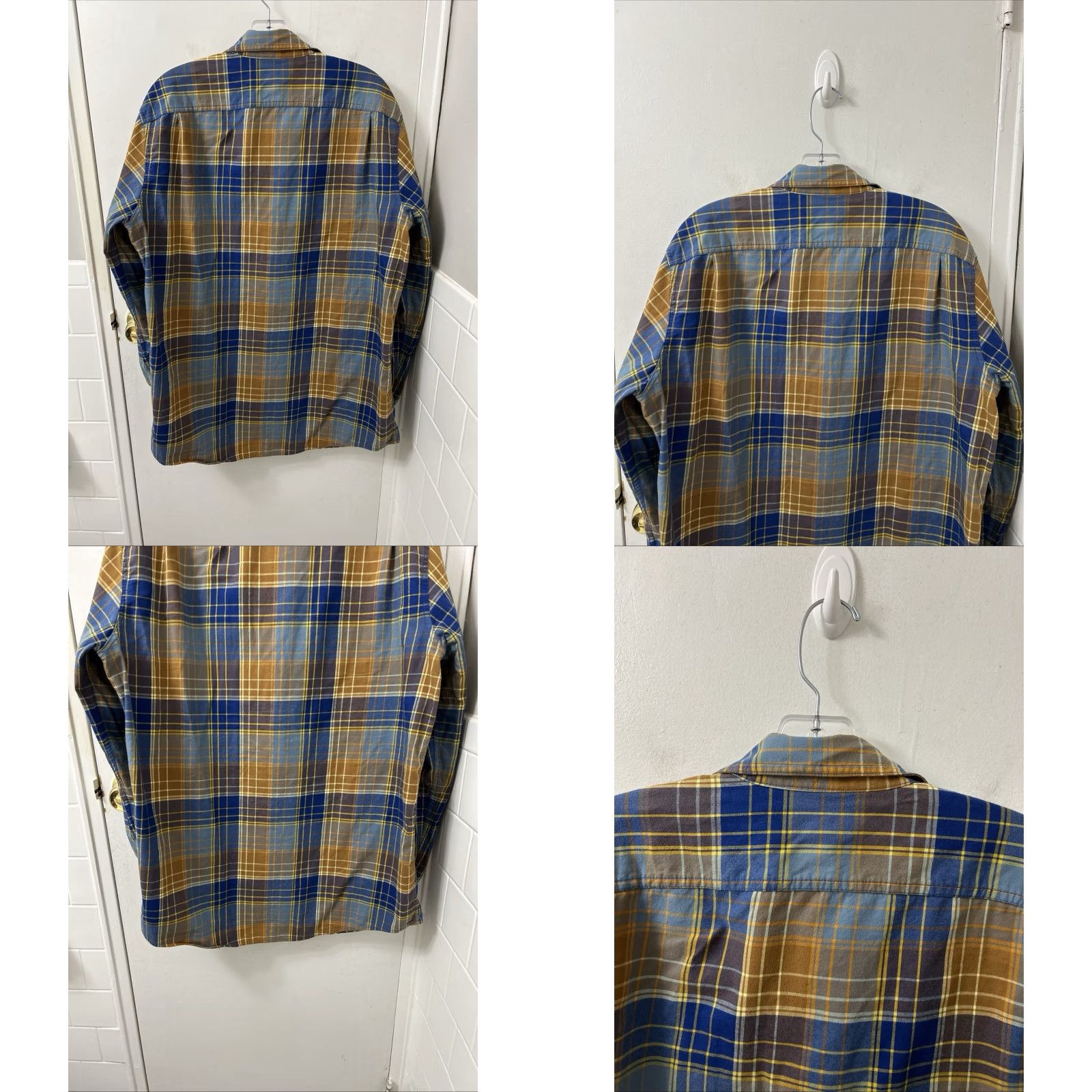 Vintage L.L. Bean Signature Castine Flannel Shirt Mens Large Blue Yellow Slim Fit Button-Up Plaid Casual Workwear Vintage: No Size US L / EU 52-54 / 3 - 8 Thumbnail
