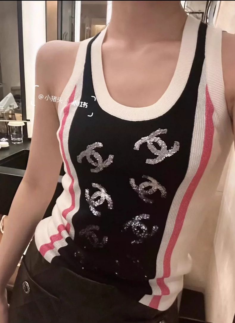 Chanel Chanel 23b white and black double C sequin vest 2504-Nextar Size XXS / US 00 / IT 34 - 5 Thumbnail