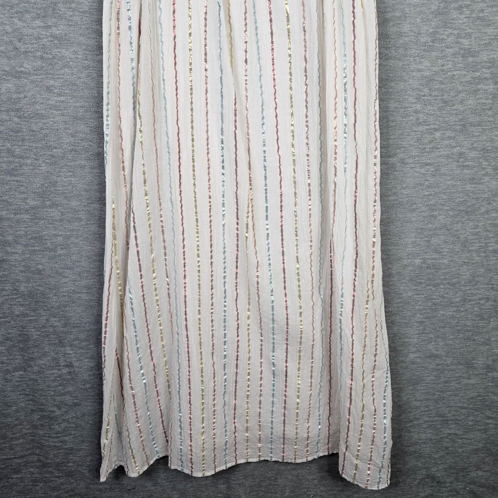 Zanerobe SEZANE Dress Maxi Striped Augusta Metallic Tie Shoulder V-Neck 34 Adult Womens Multicolor Mockup: Not Applicable Size XXS / US 00 / IT 34 - 7 Thumbnail