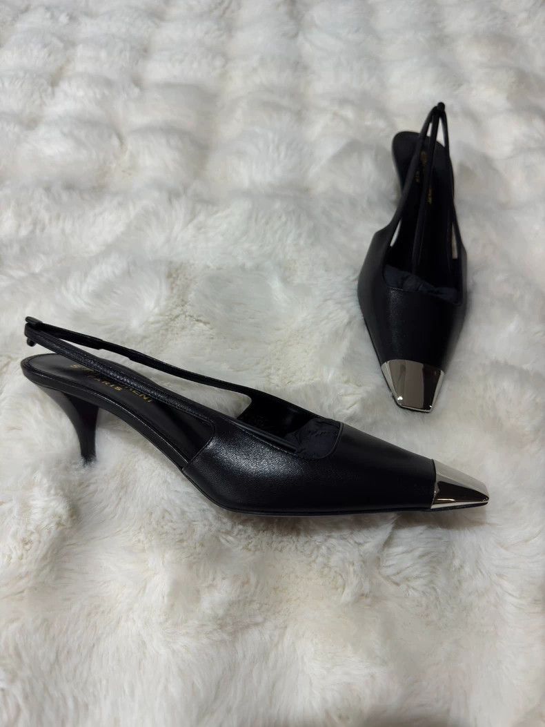 Saint Laurent Paris Saint Laurent Paris Black and silver High Heels 2505-Nextar Size US 5.5 / IT 35.5 - 2 Thumbnail