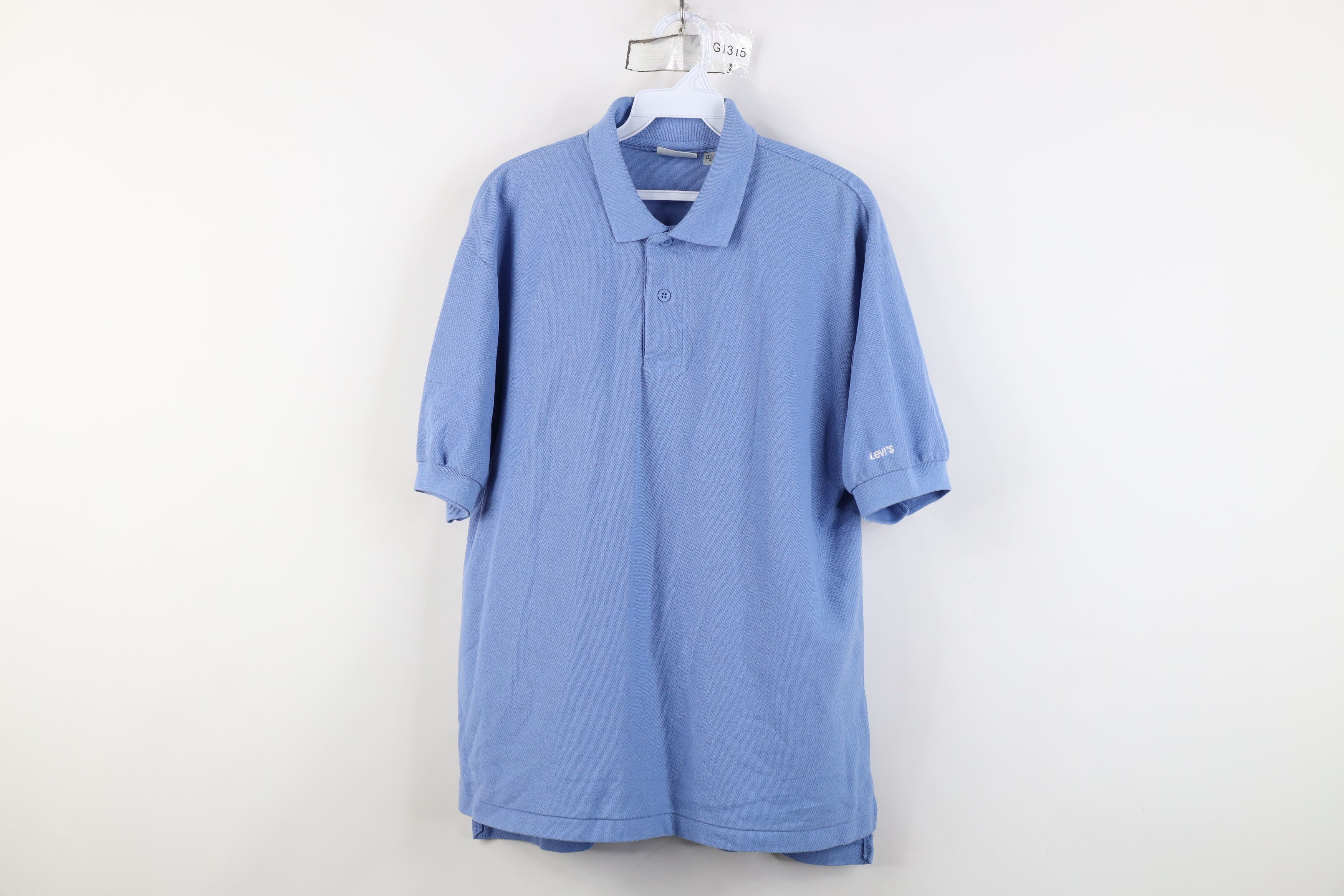 Levi's Vintage 80s Levis Spell Knit Collared Golf Polo Shirt Blue Size US L / EU 52-54 / 3 - 1 Thumbnail